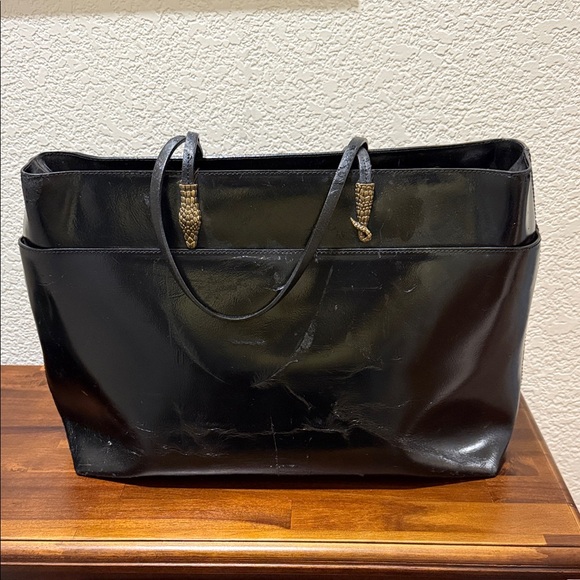 Francesco Biasia Handbags - One of a Kind Francesco Biasia Black Leather Tote with Snake Accents